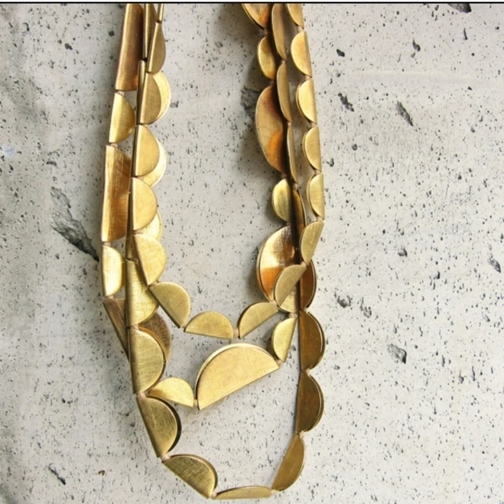 Roost Crescent Half Moon Necklace in Silver and Brass